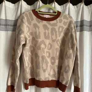 Leopard Print Sweater - Beige and Brown